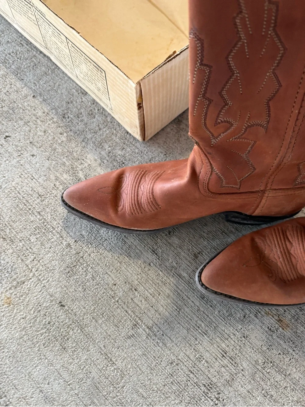 Dan Post Chestnut Brown Leather Western Cowboy Boots Vintage Size 8